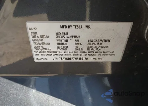 2022 Tesla Model Y Performance Dual Motor All-Wheel Drive from USA, damaged, VIN 7SAYGDEF7NF459170